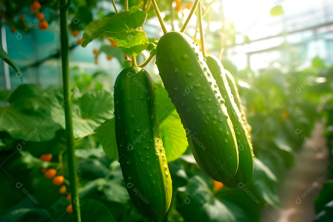Plantação de pepino raios solares