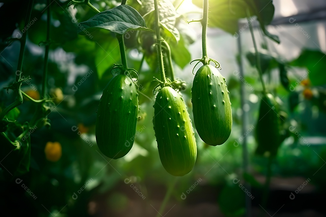 Plantação de pepino raios solares