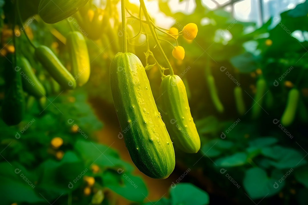 Plantação de pepino raios solares