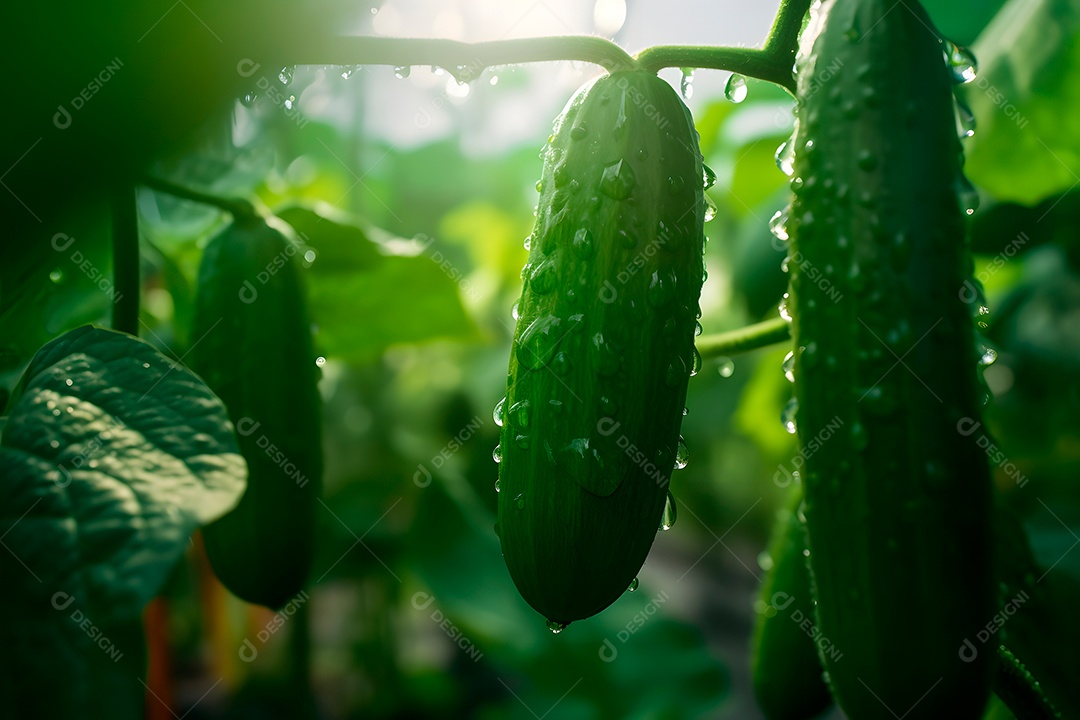Plantação de pepino raios solares