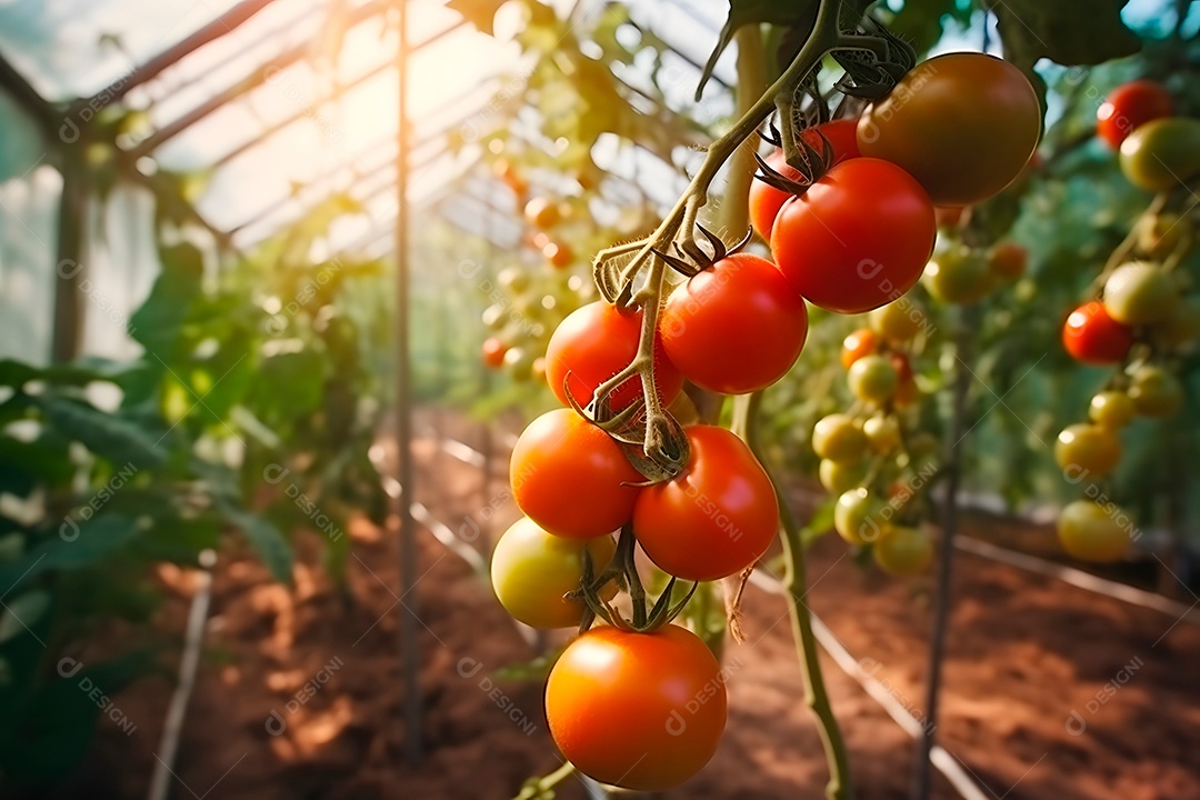 Plantação de tomate raios solares