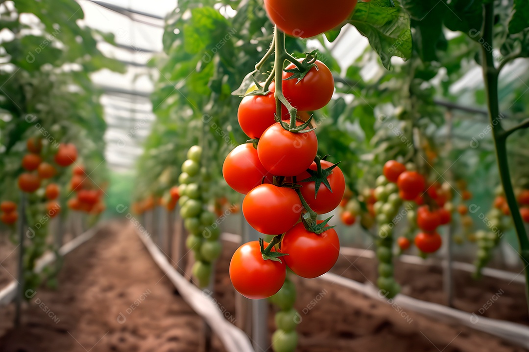 Plantação de tomate raios solares