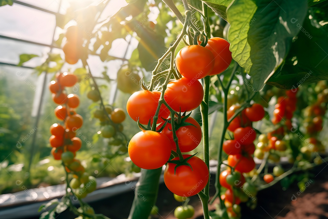 Plantação de tomate raios solares