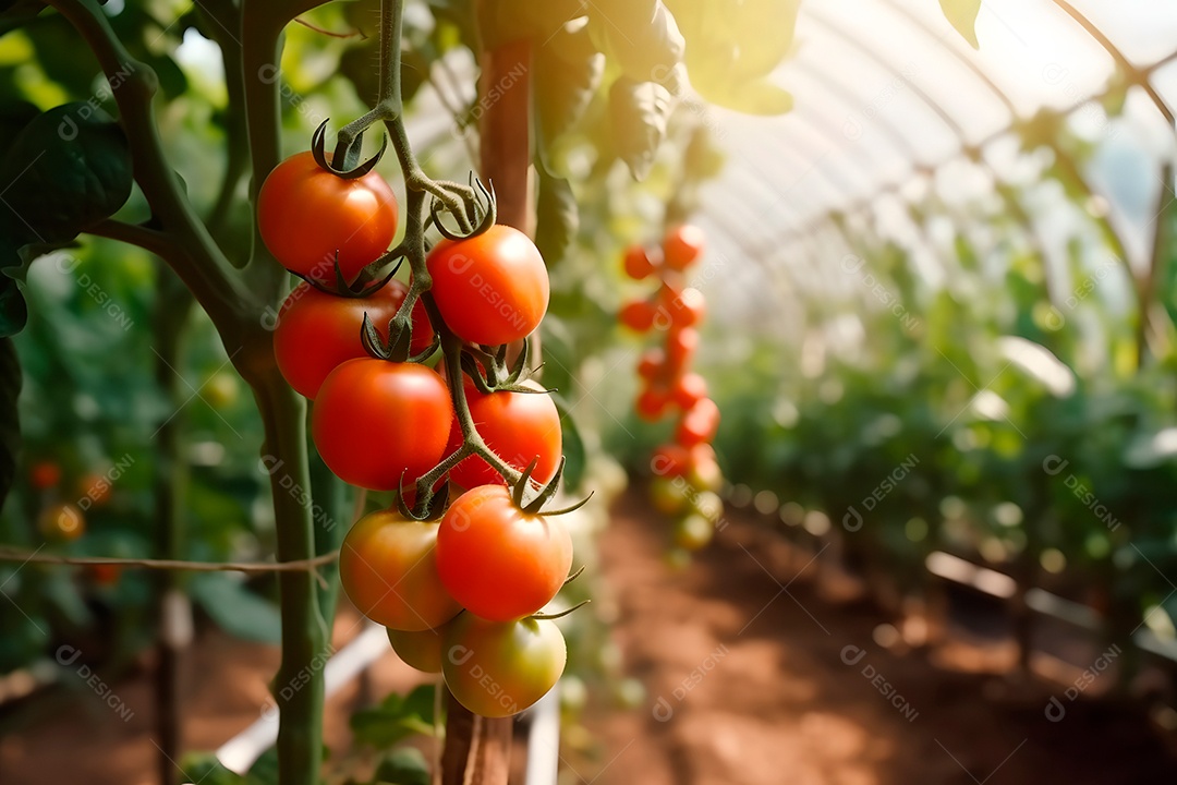 Plantação de tomate raios solares