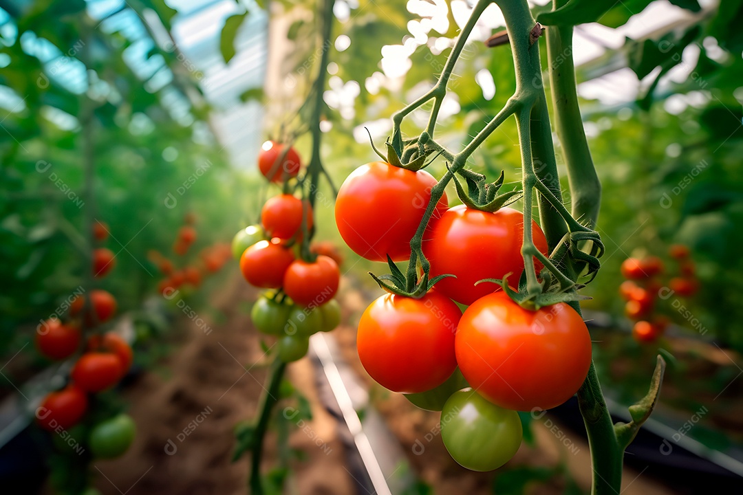 Plantação de tomate raios solares