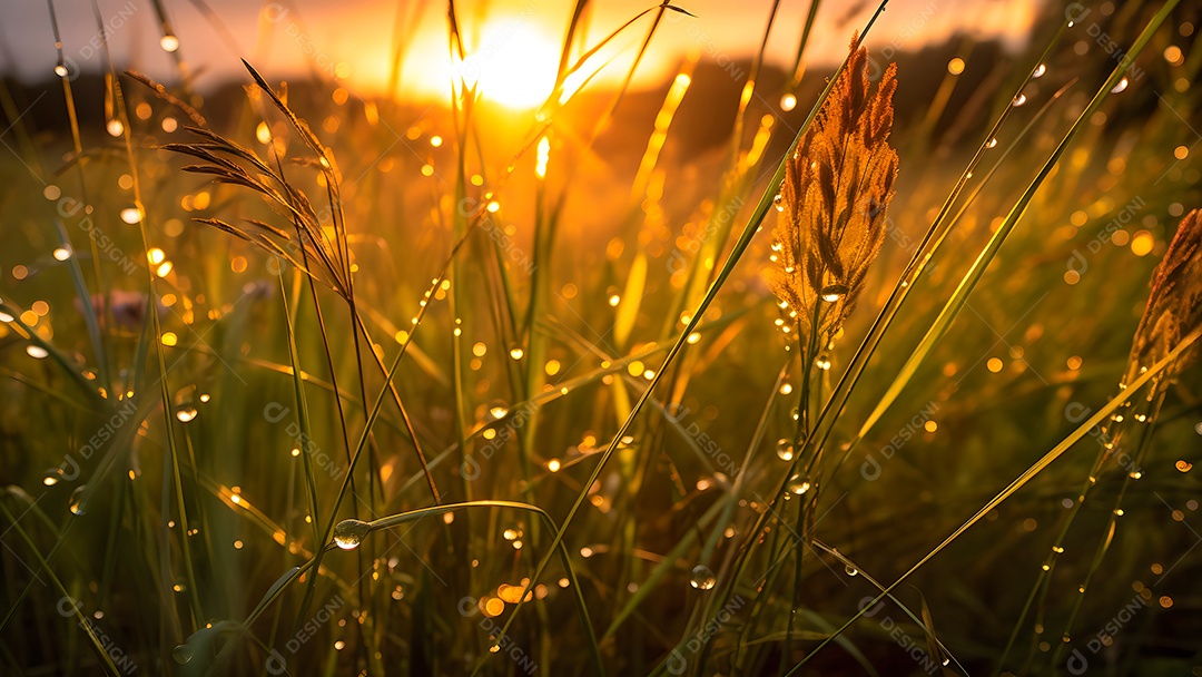 Lindo Pôr do sol em uma fazenda paisagem