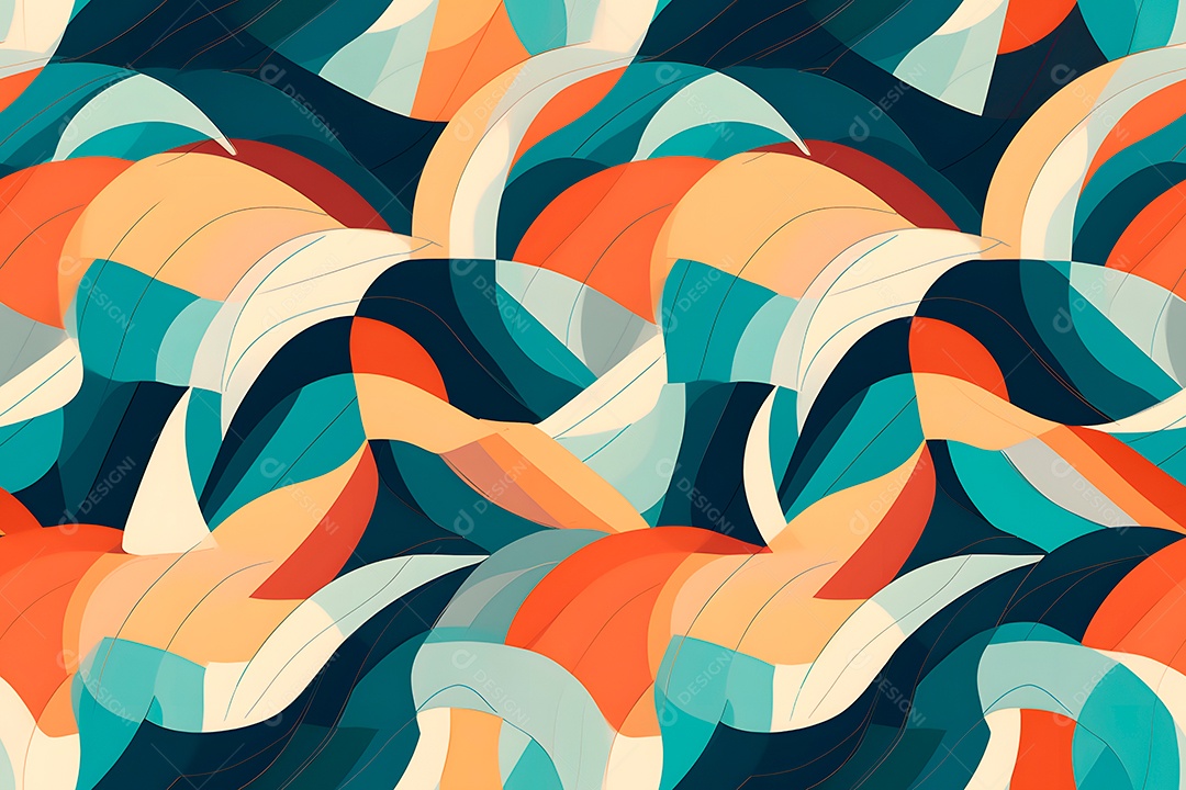 Cenário de Papel de parede Ondas dinâmicas em azul e laranja perfeitas