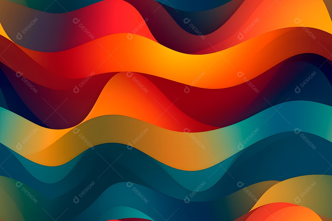 Cenário de Papel de parede Ondas dinâmicas em azul e laranja perfeitas