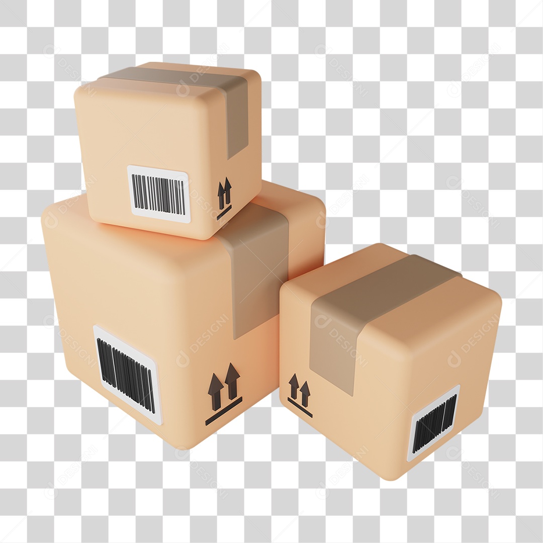 Elemento 3D Caixa de Encomenda PNG Transparente