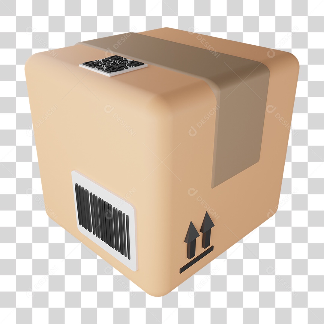 Elemento 3D Caixa de Encomenda PNG Transparente