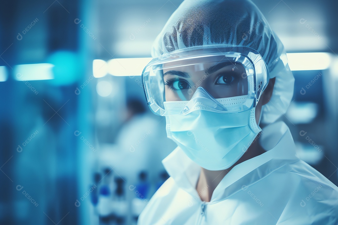 Cientista profissional de pesquisadores de saúde trabalhando em laboratório de ciências médicas