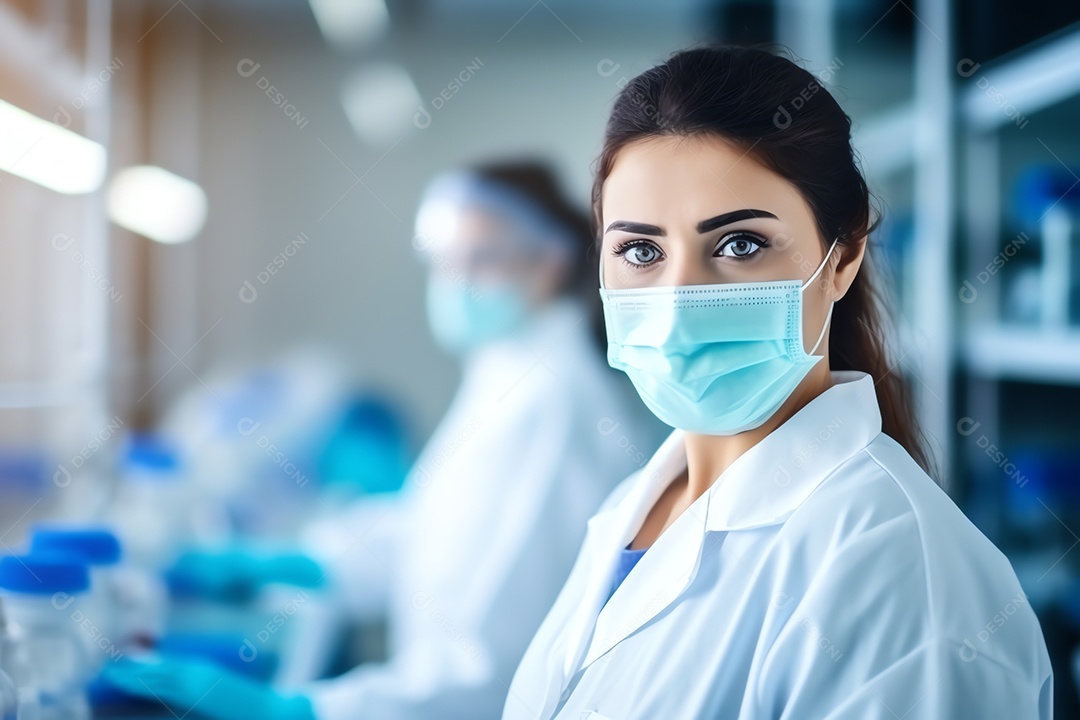 Cientista profissional de pesquisadores de saúde trabalhando em laboratório de ciências médicas