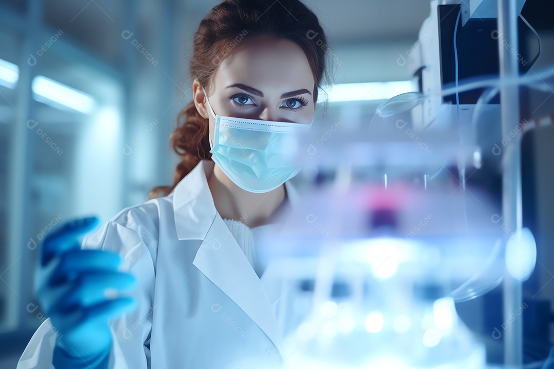 Cientista profissional de pesquisadores de saúde trabalhando em laboratório de ciências médicas