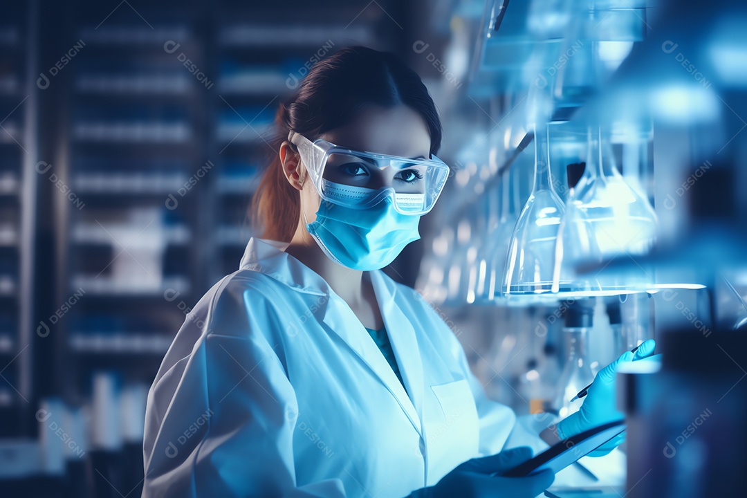 Cientista profissional de pesquisadores de saúde trabalhando em laboratório de ciências médicas