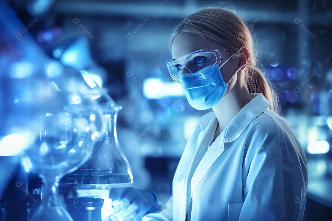 Cientista profissional de pesquisadores de saúde trabalhando em laboratório de ciências médicas