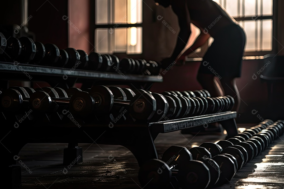 Cena vibrante treinamento intenso na academia reflete a determinação