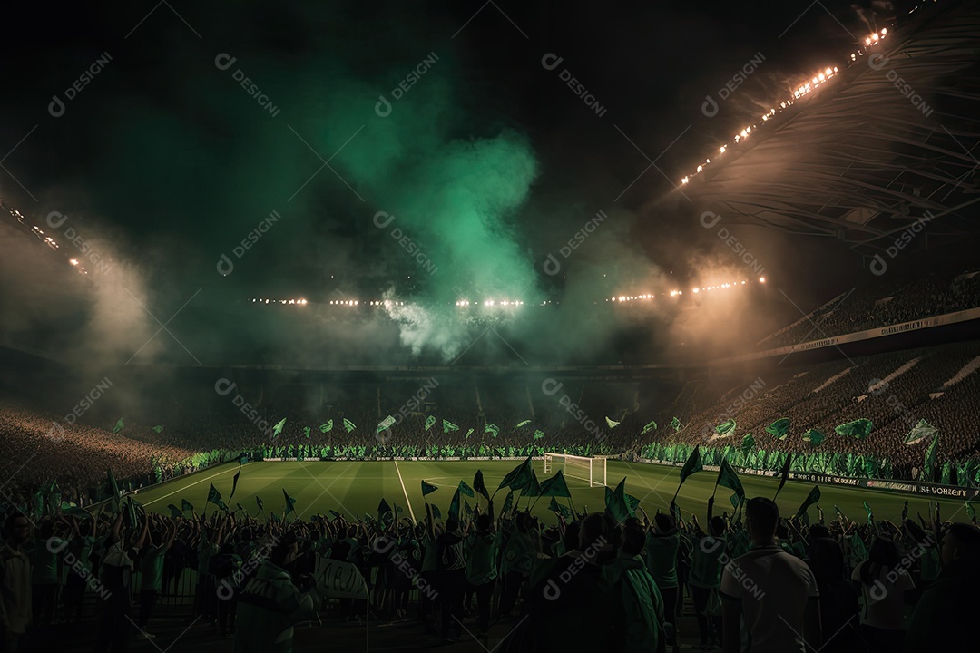 Estádio de futebol embalado, emoção no ar