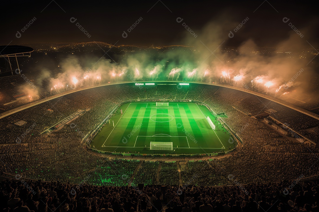 Estádio em ebulição, fãs exaltados, futebol em ação