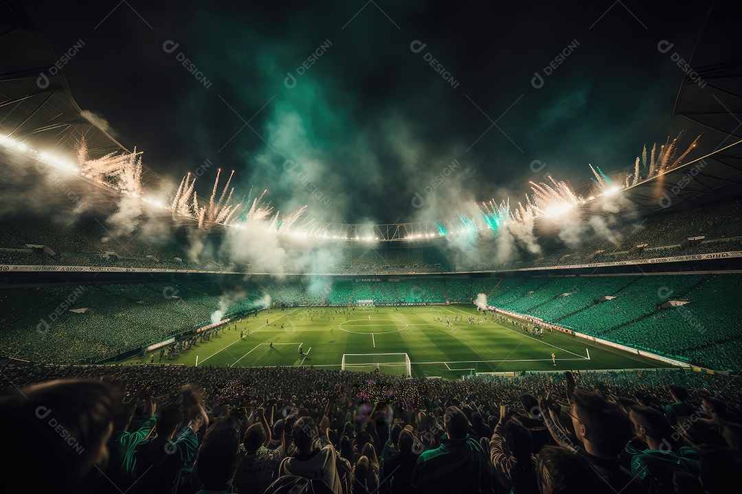 Estádio em ebulição, fãs exaltados, futebol em ação