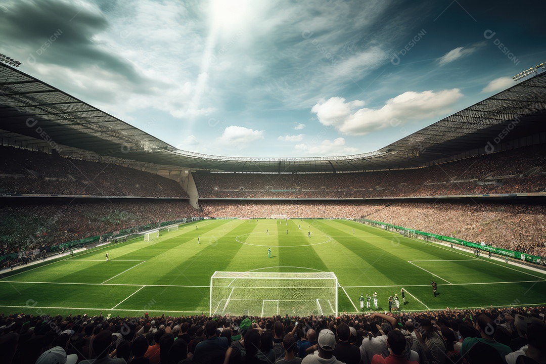 Combinação intensa no futebol do estádio, paixão e cores