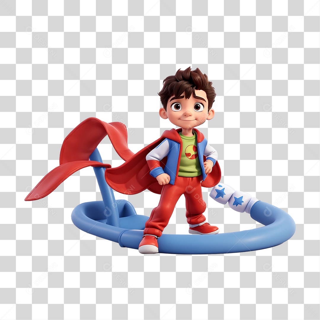 Menino Com Fantasia de Super Herói Cartoon PNG Transparente