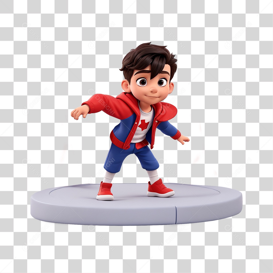 Menino Desenho Cartoon Pódio PNG Transparente