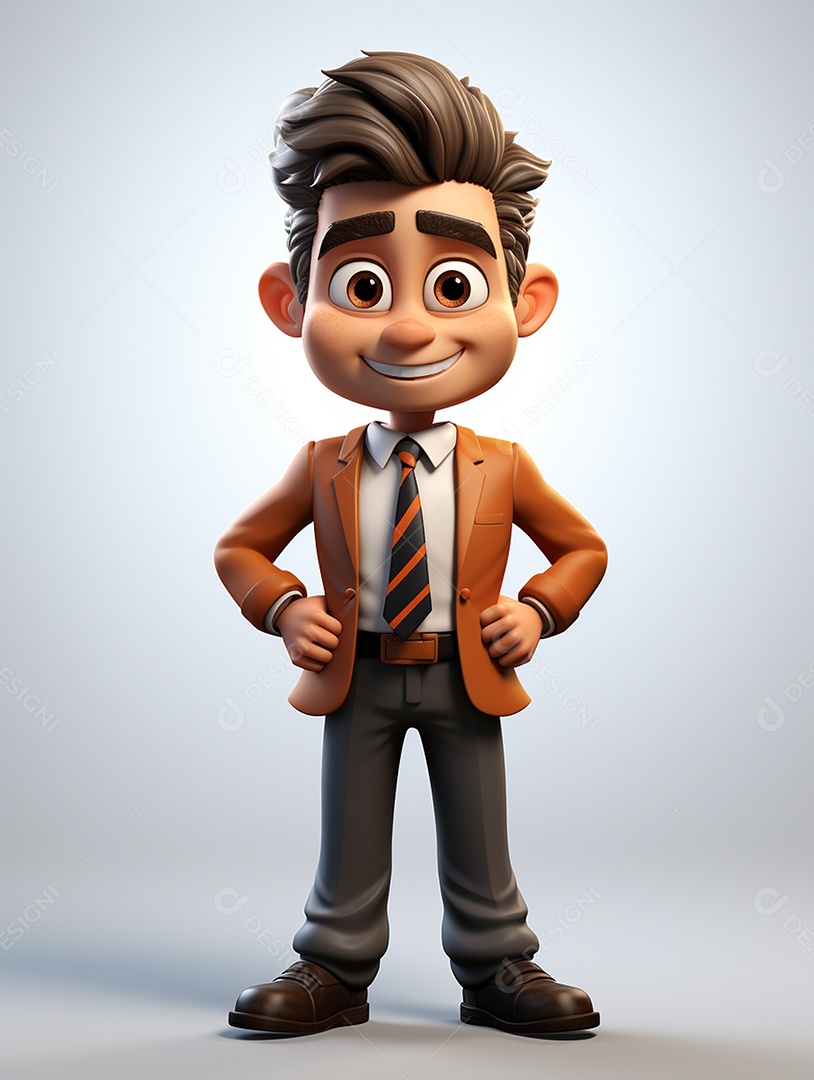 Homem de negócios 3d feliz cruzou os braços em 3d transparente