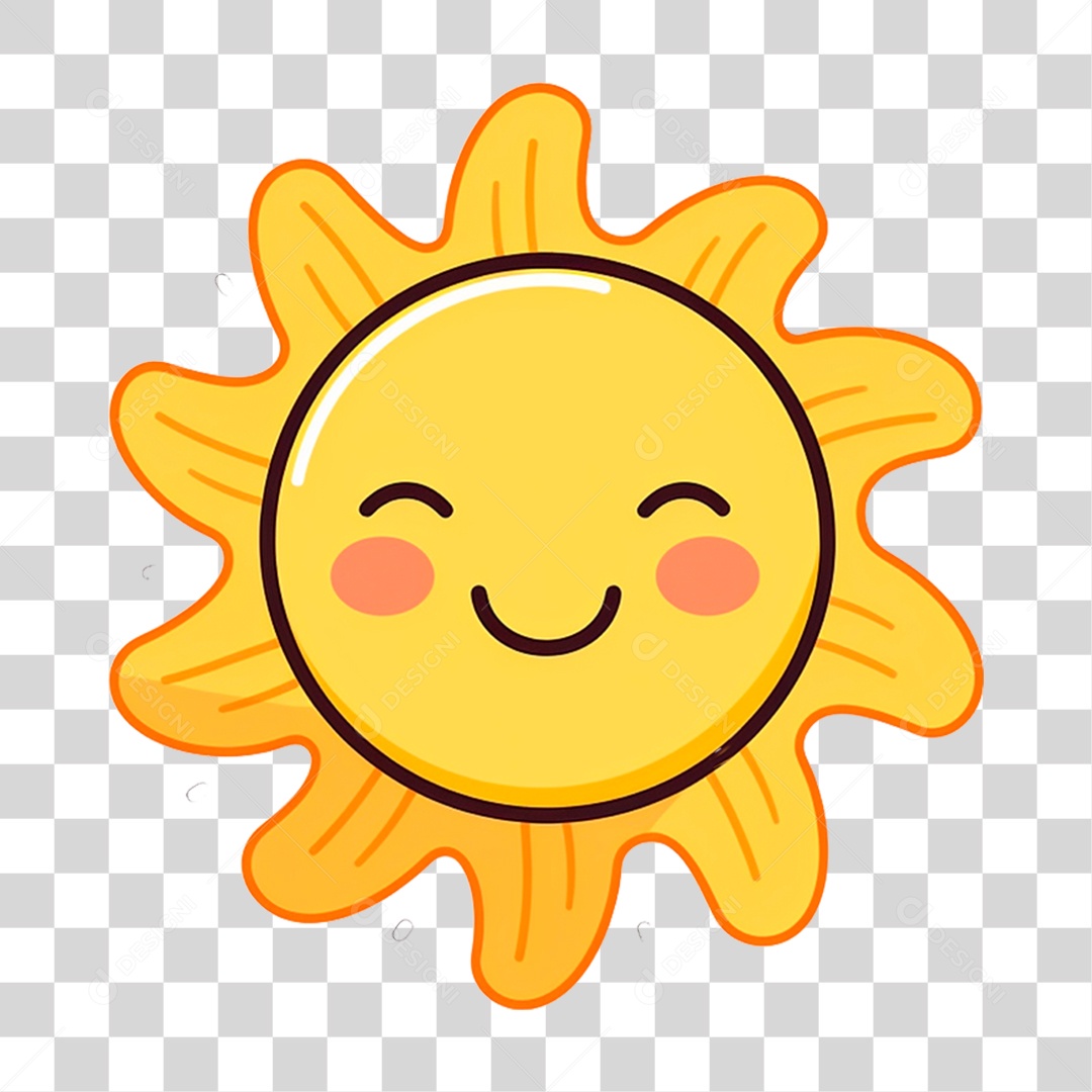 Sol com Carinha Sorridente PNG Transparente