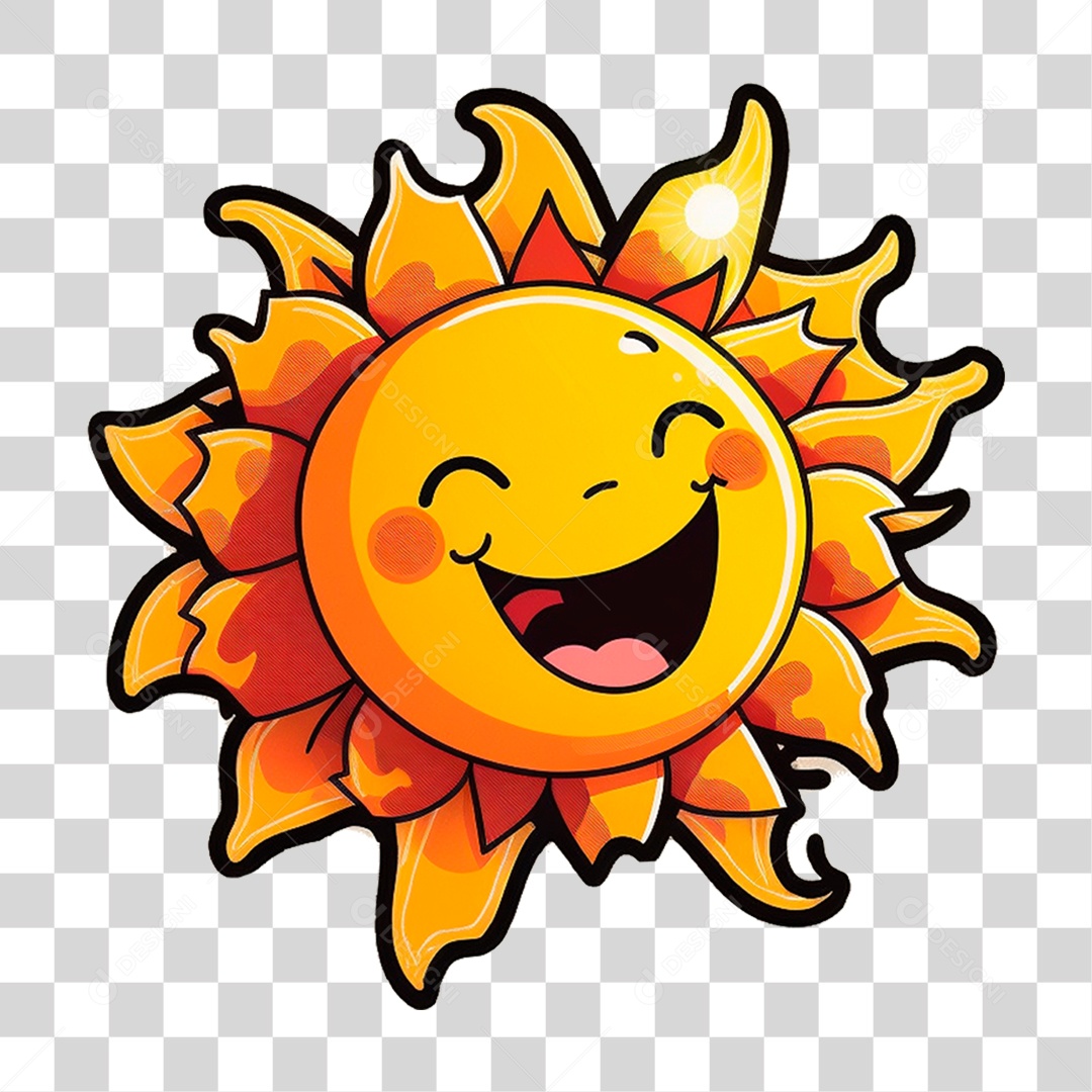 Sol com Carinha Sorridente PNG Transparente