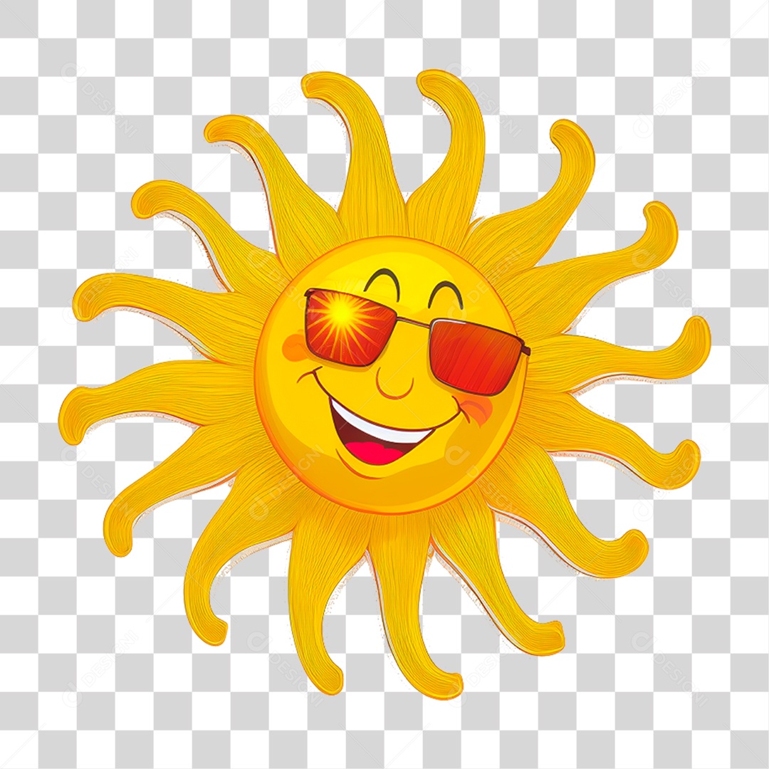 Sol com Carinha Sorridente PNG Transparente