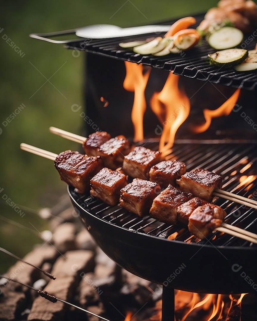 Churrasco na brasa delicioso