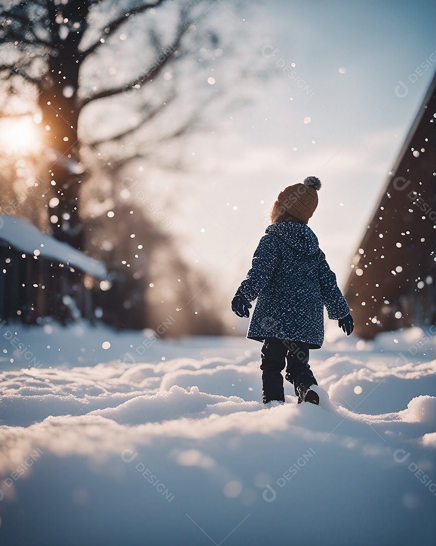 Criança brincando na neve