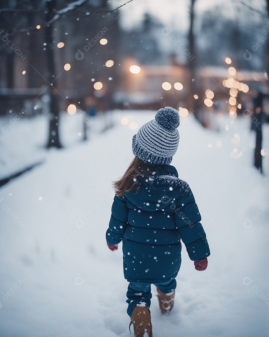 Criança brincando na neve
