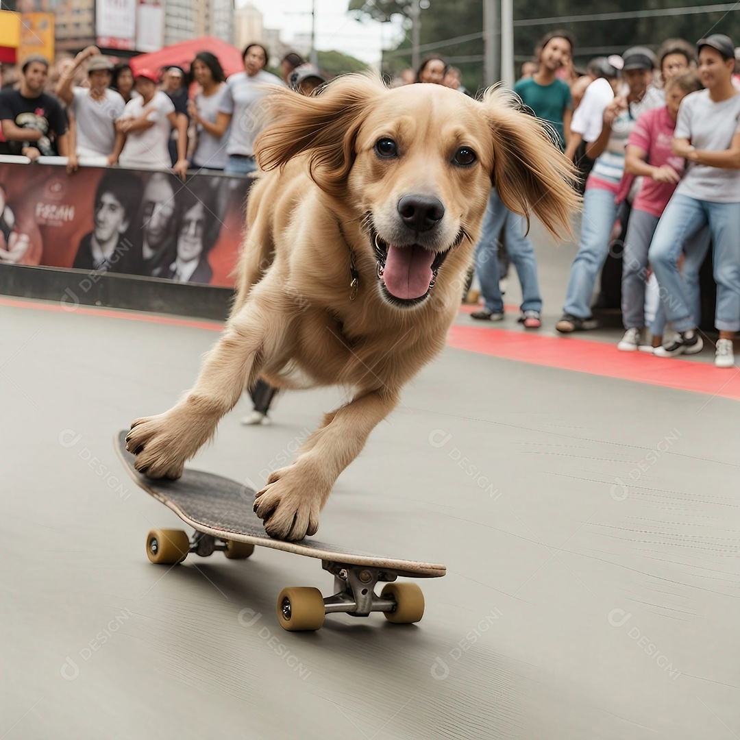 Cachorro skatista divertindo