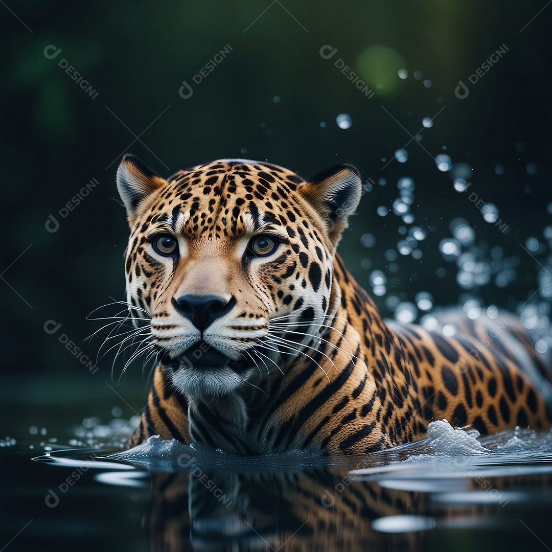 Jaguar saindo da água