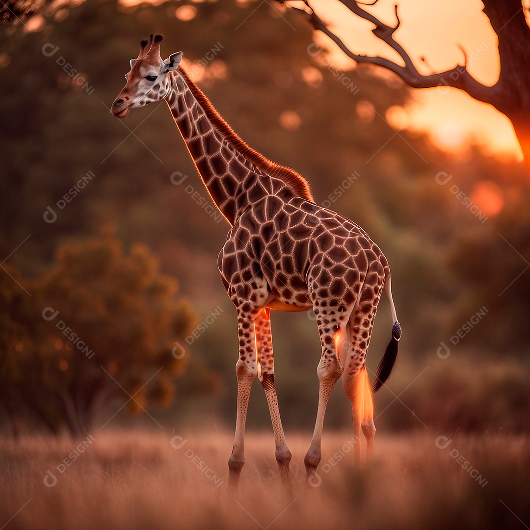 Girafa ao entardecer