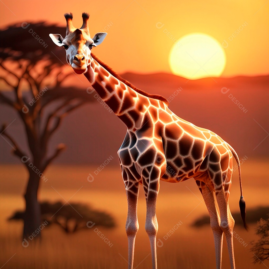 Girafa ao entardecer