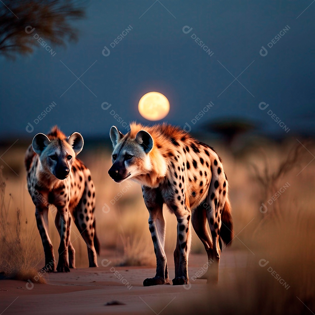 Paisagem natural de hienas na África