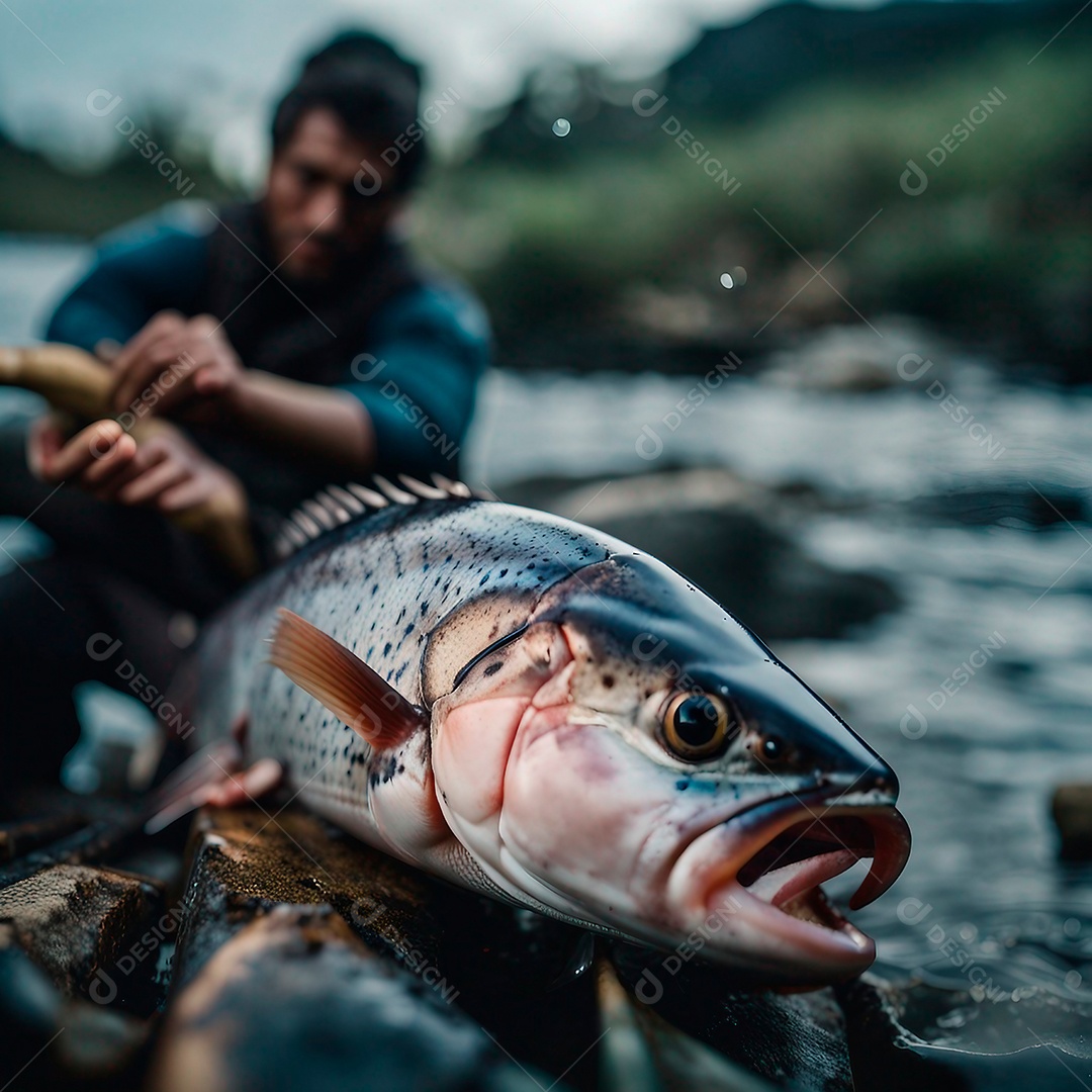 Peixes de água doce são capturados