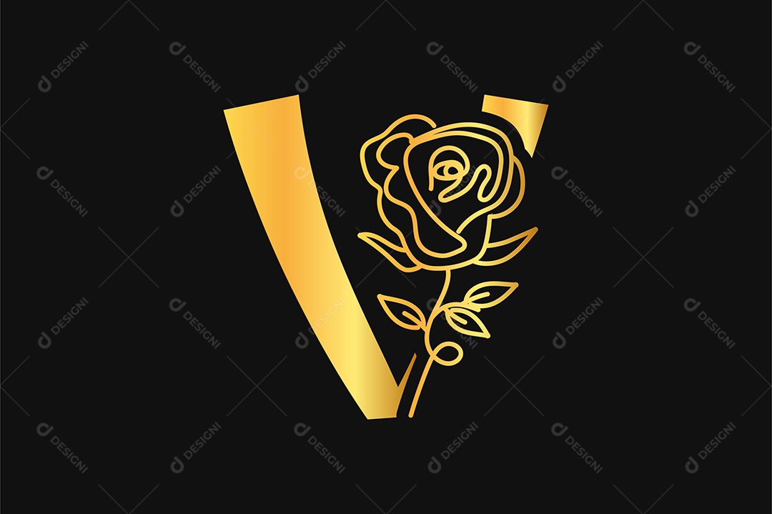Alfabeto Dourado Letra V Ilustração Vetor EPS + AI Editável