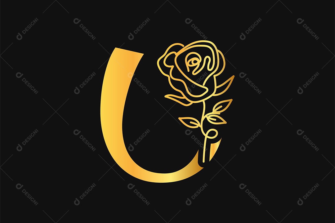 Alfabeto Dourado Letra U Ilustração Vetor EPS + AI Editável