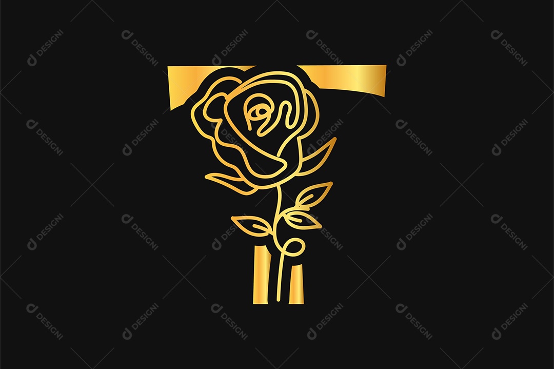 Alfabeto Dourado Letra T Ilustração Vetor EPS + AI Editável