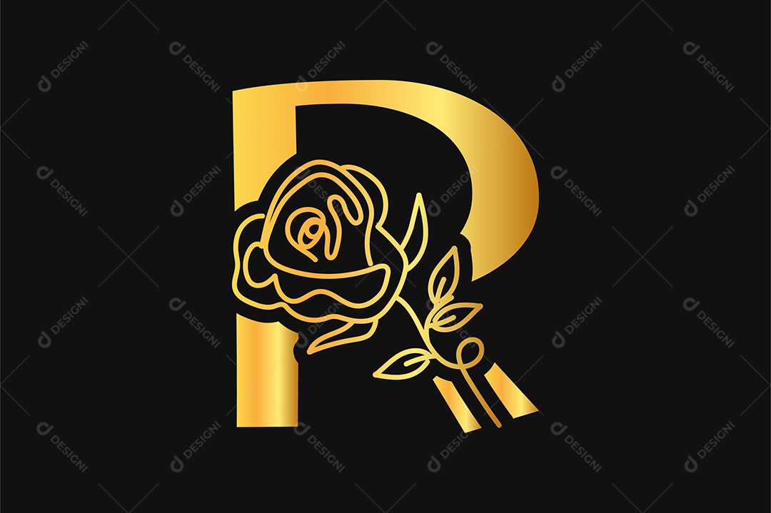Alfabeto Dourado Letra R Ilustração Vetor EPS + AI Editável