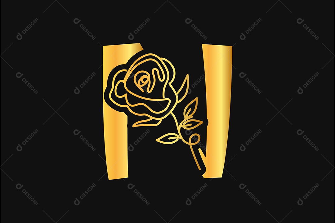 Alfabeto Dourado Letra N Ilustração Vetor EPS + AI Editável