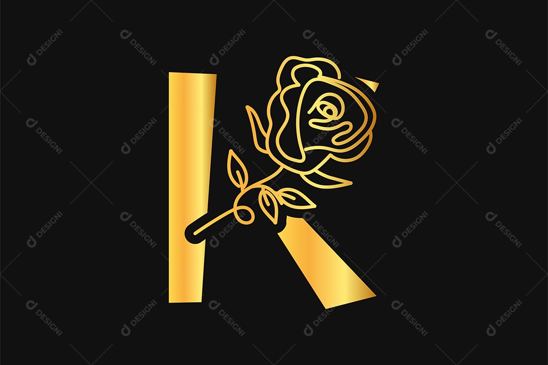 Alfabeto Dourado Letra K Ilustração Vetor EPS + AI Editável
