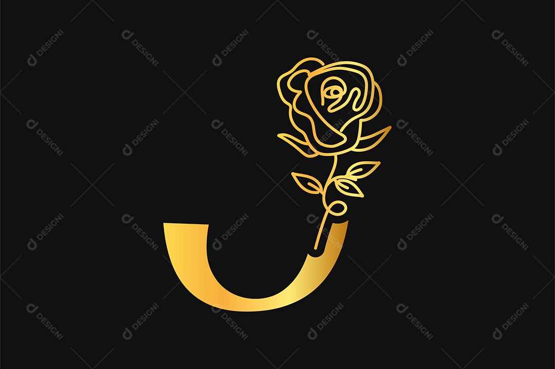 Alfabeto Dourado Letra J Ilustração Vetor EPS + AI Editável
