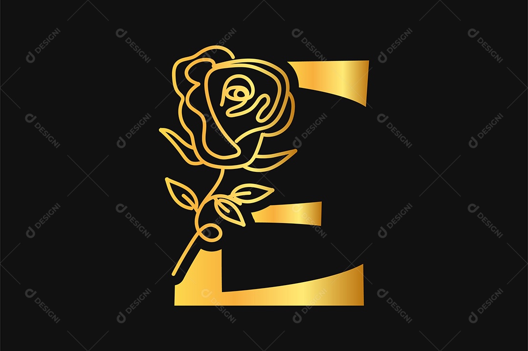 Alfabeto Dourado Letra E Ilustração Vetor EPS + AI Editável