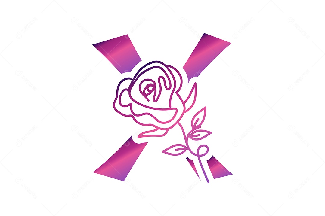 Letra Gradiente X na Cor Roxa Ilustração Vetor EPS + AI Editável