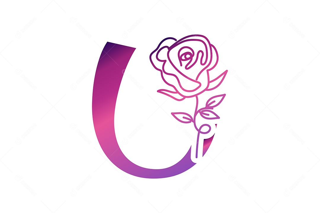 Letra Gradiente U na Cor Roxa Ilustração Vetor EPS + AI Editável