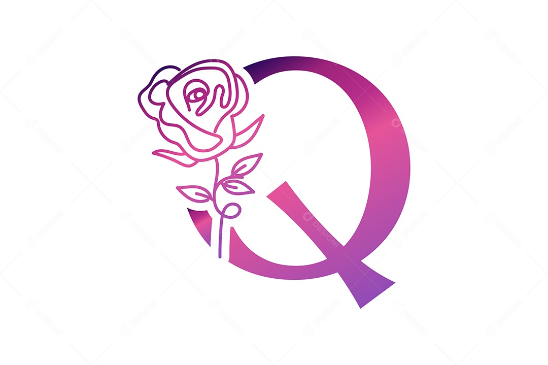 Letra Gradiente Q na Cor Roxa Ilustração Vetor EPS + AI Editável
